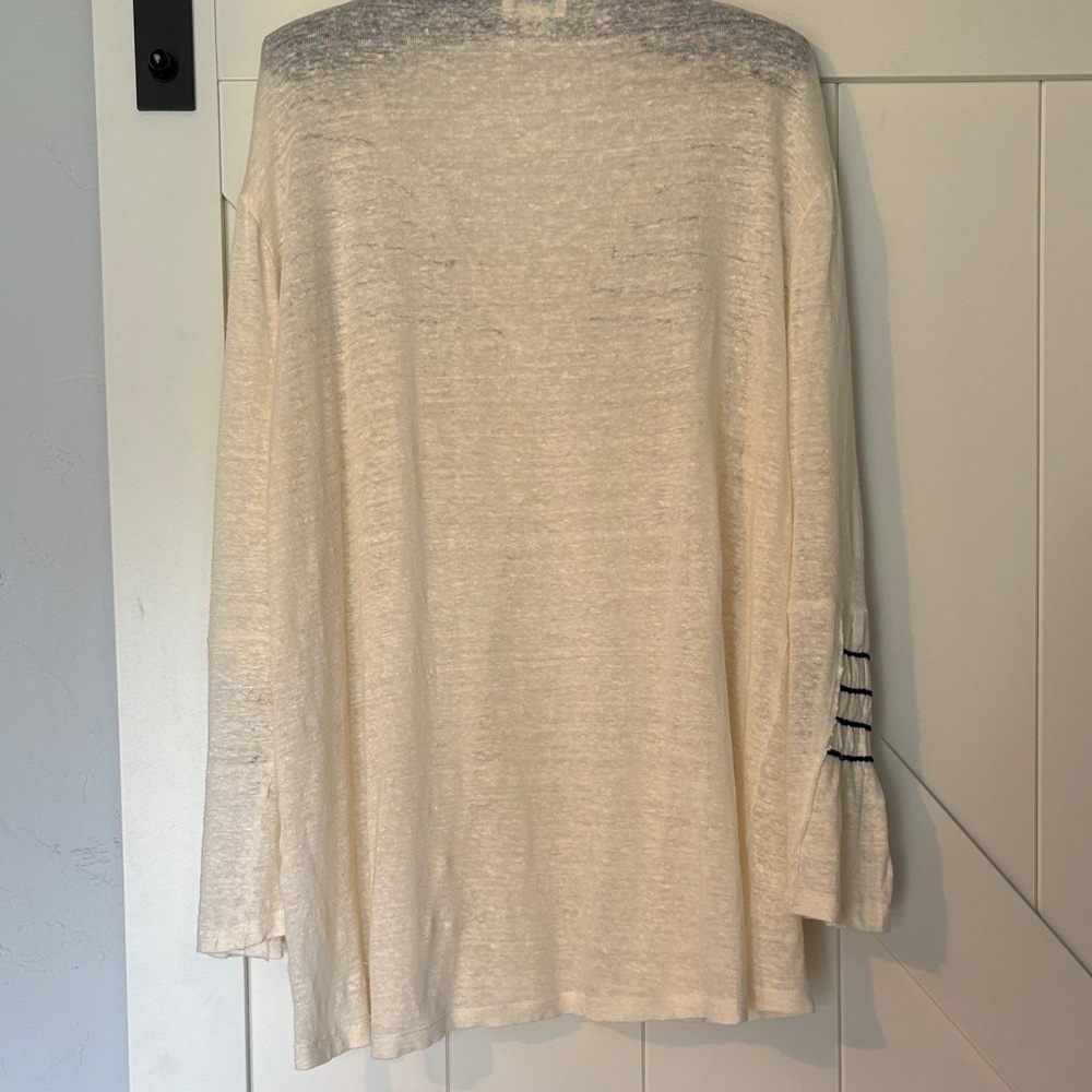 Sundance Linen Striped Cream Women's Top Size L - Picture 6 of 9